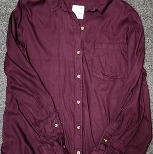 Women's Purple Button Down Long Sleeve Shirt